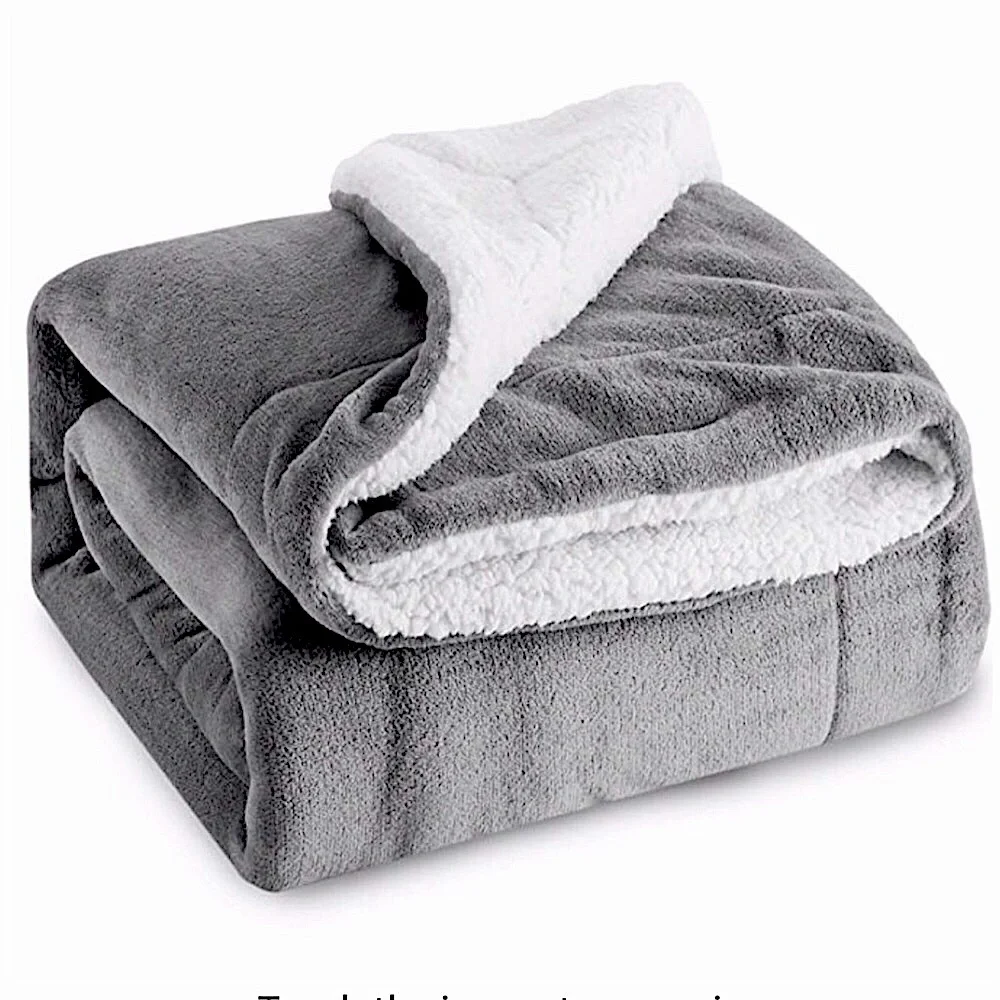 Faux Sherpa Velour Throw Blanket